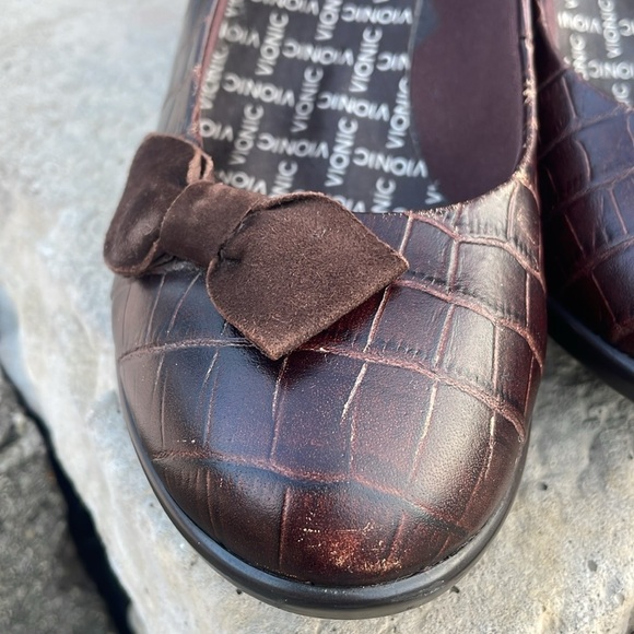 Vionic Lena Brown Crocodile Wedge Size 8.5 - Picture 5 of 11